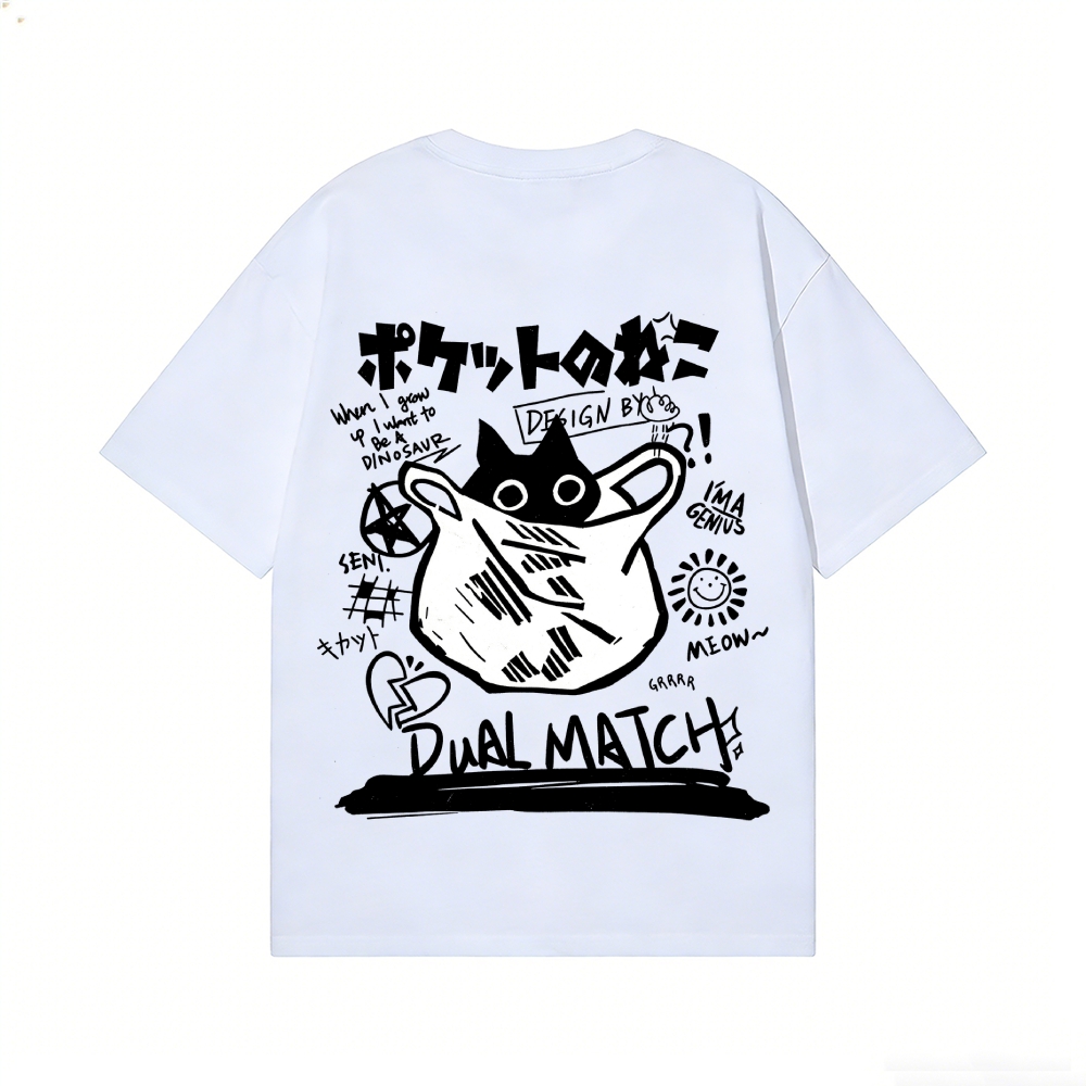 Pocket Cat Back Art Cotton Tee