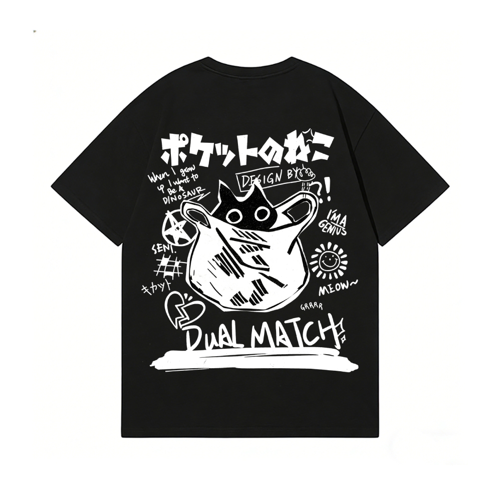 Pocket Cat Back Art Cotton Tee