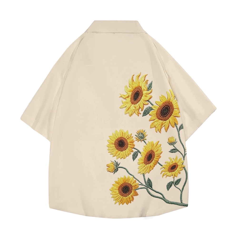 Floral Crayon Drawing Japanese Style All Over Print Camp Shirt