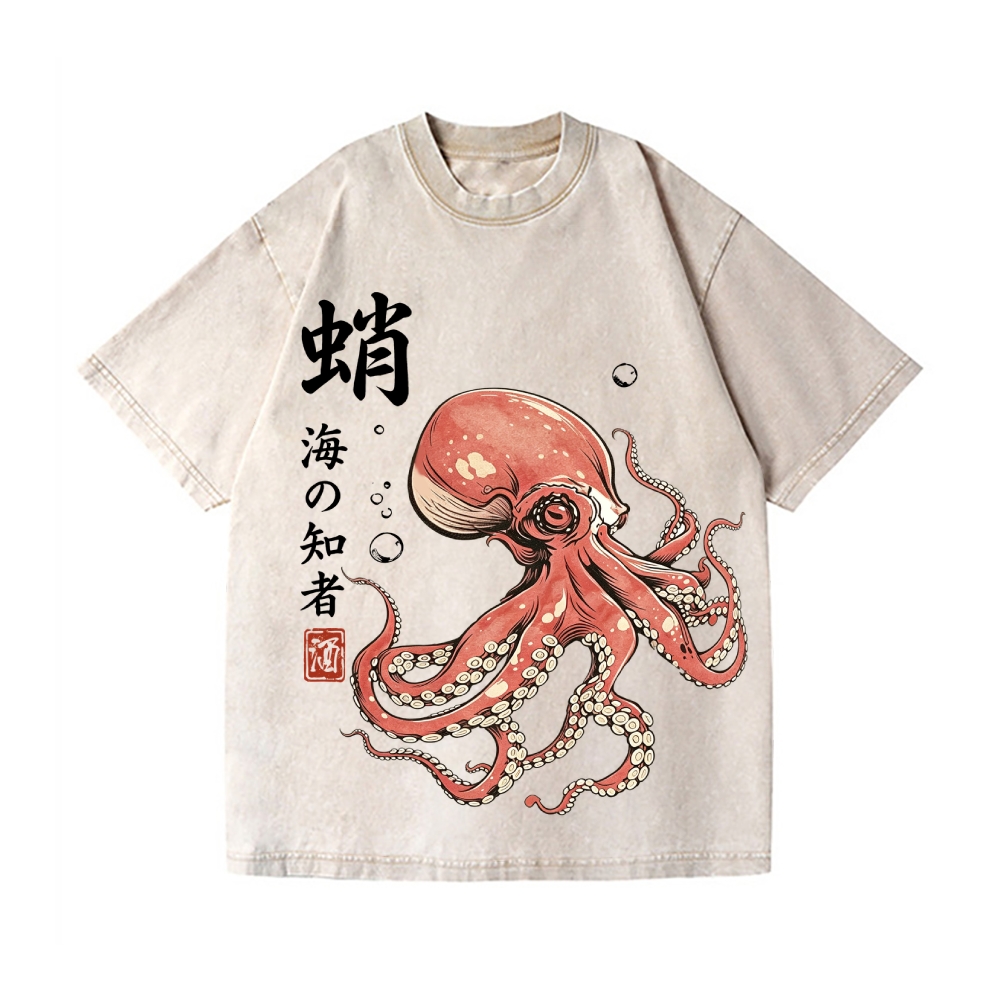 Octopus Vintage Wash Japanese Design T-Shirt