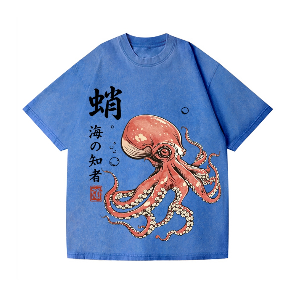 Octopus Vintage Wash Japanese Design T-Shirt