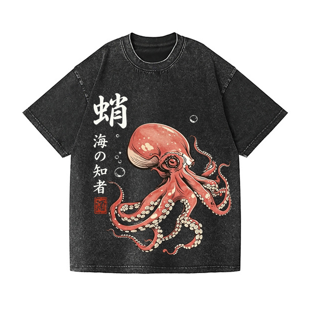 Octopus Vintage Wash Japanese Design T-Shirt