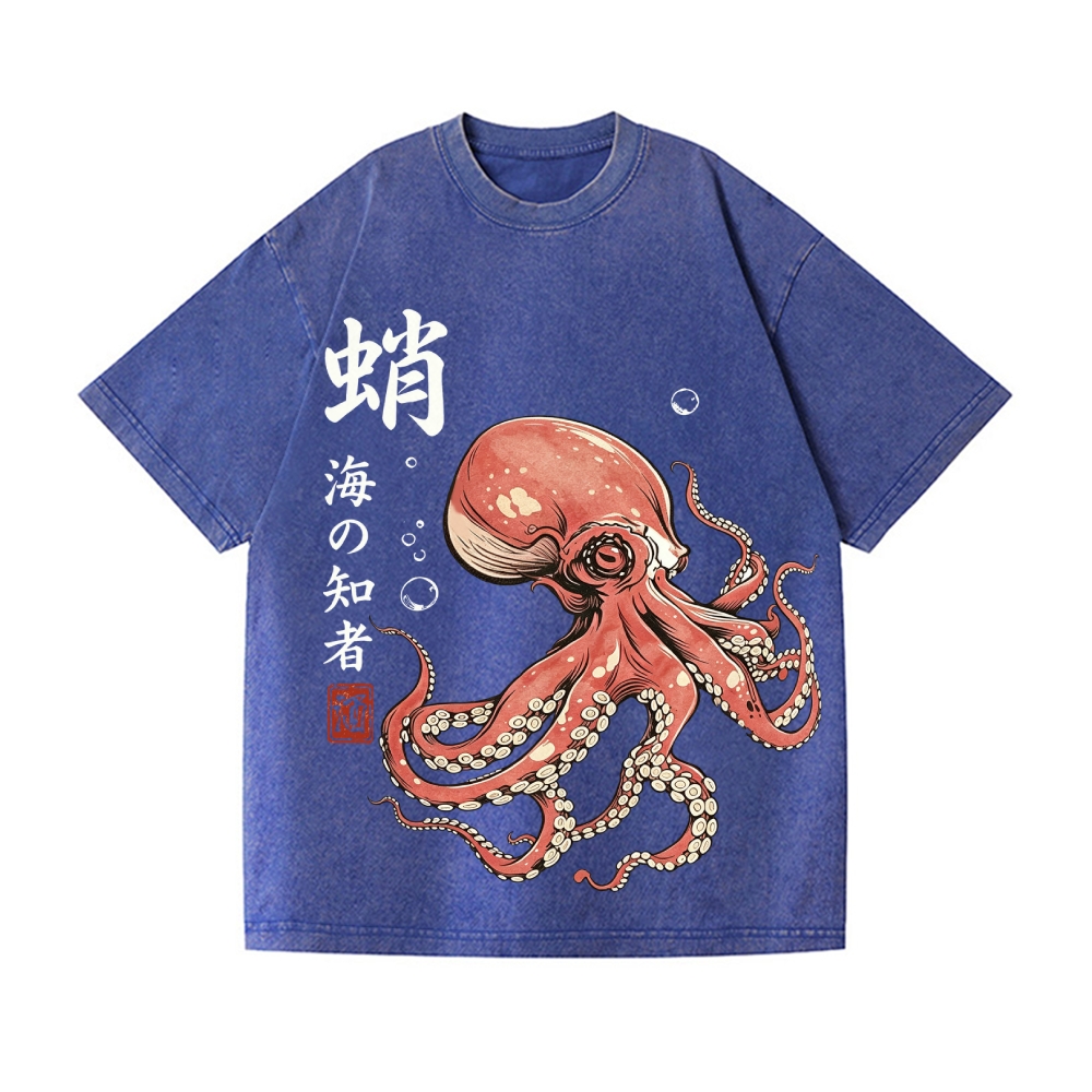 Octopus Vintage Wash Japanese Design T-Shirt