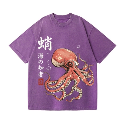 Octopus Vintage Wash Japanese Design T-Shirt