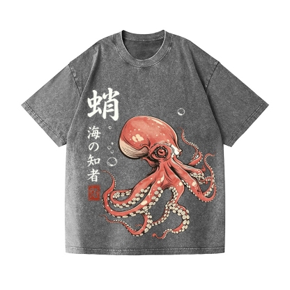Octopus Vintage Wash Japanese Design T-Shirt