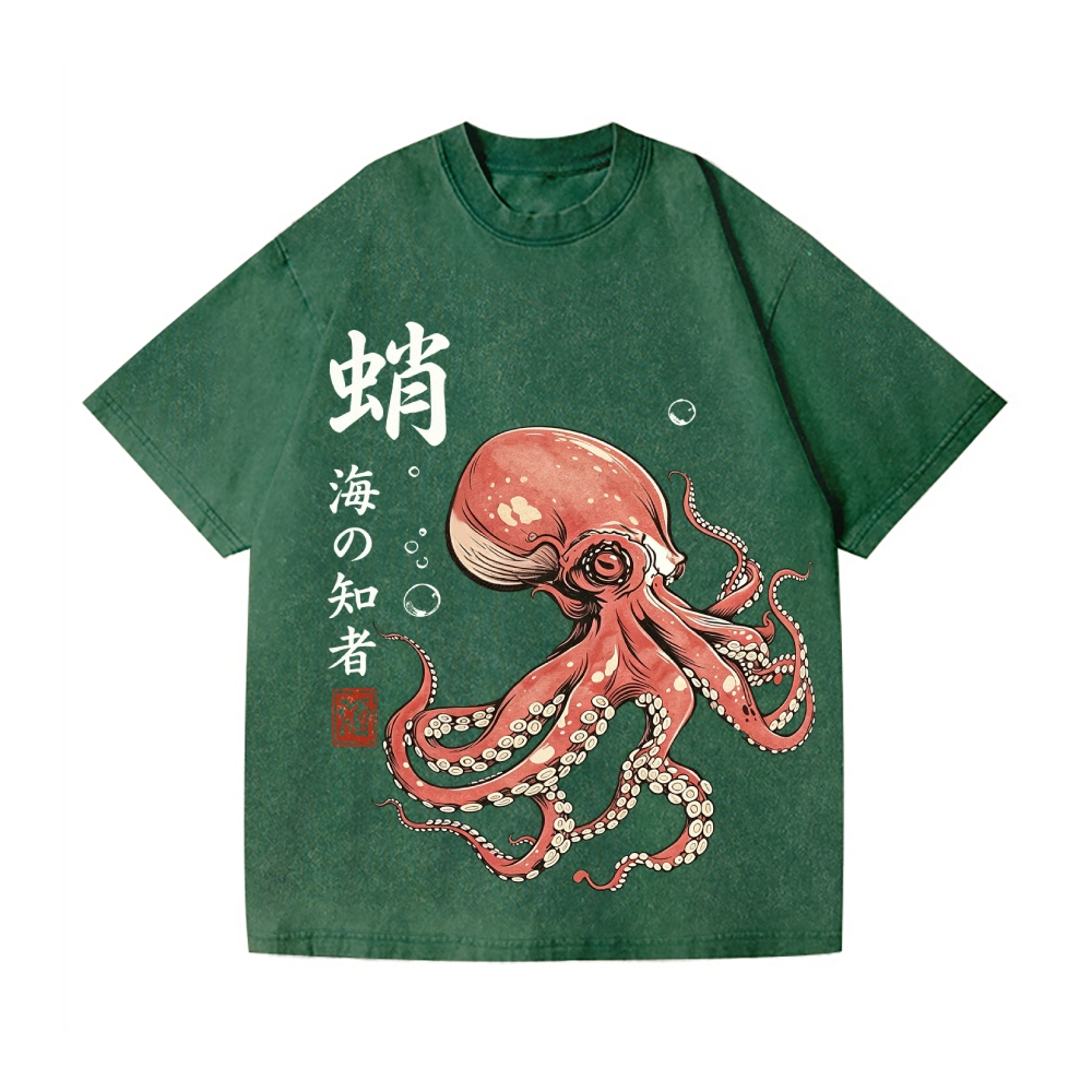 Octopus Vintage Wash Japanese Design T-Shirt