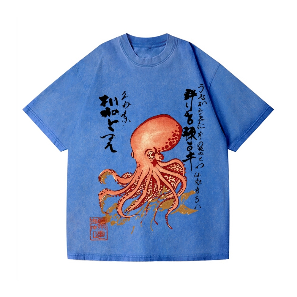 Octopus Vintage Wash Japanese Design T-Shirt