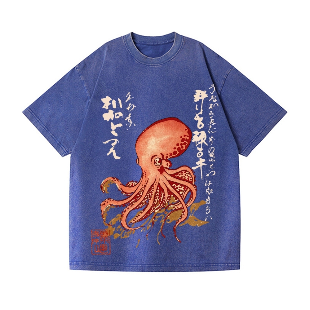 Octopus Vintage Wash Japanese Design T-Shirt