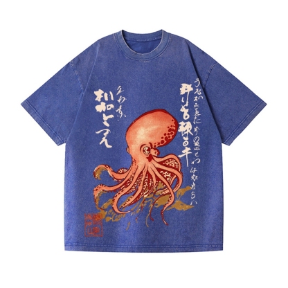 Octopus Vintage Wash Japanese Design T-Shirt