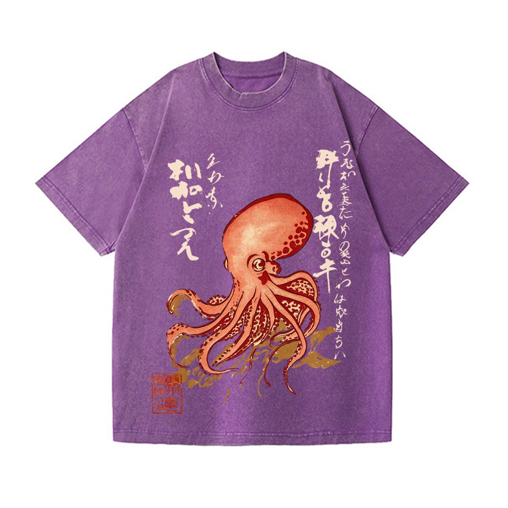 Octopus Vintage Wash Japanese Design T-Shirt