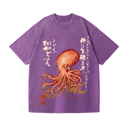 Octopus Vintage Wash Japanese Design T-Shirt