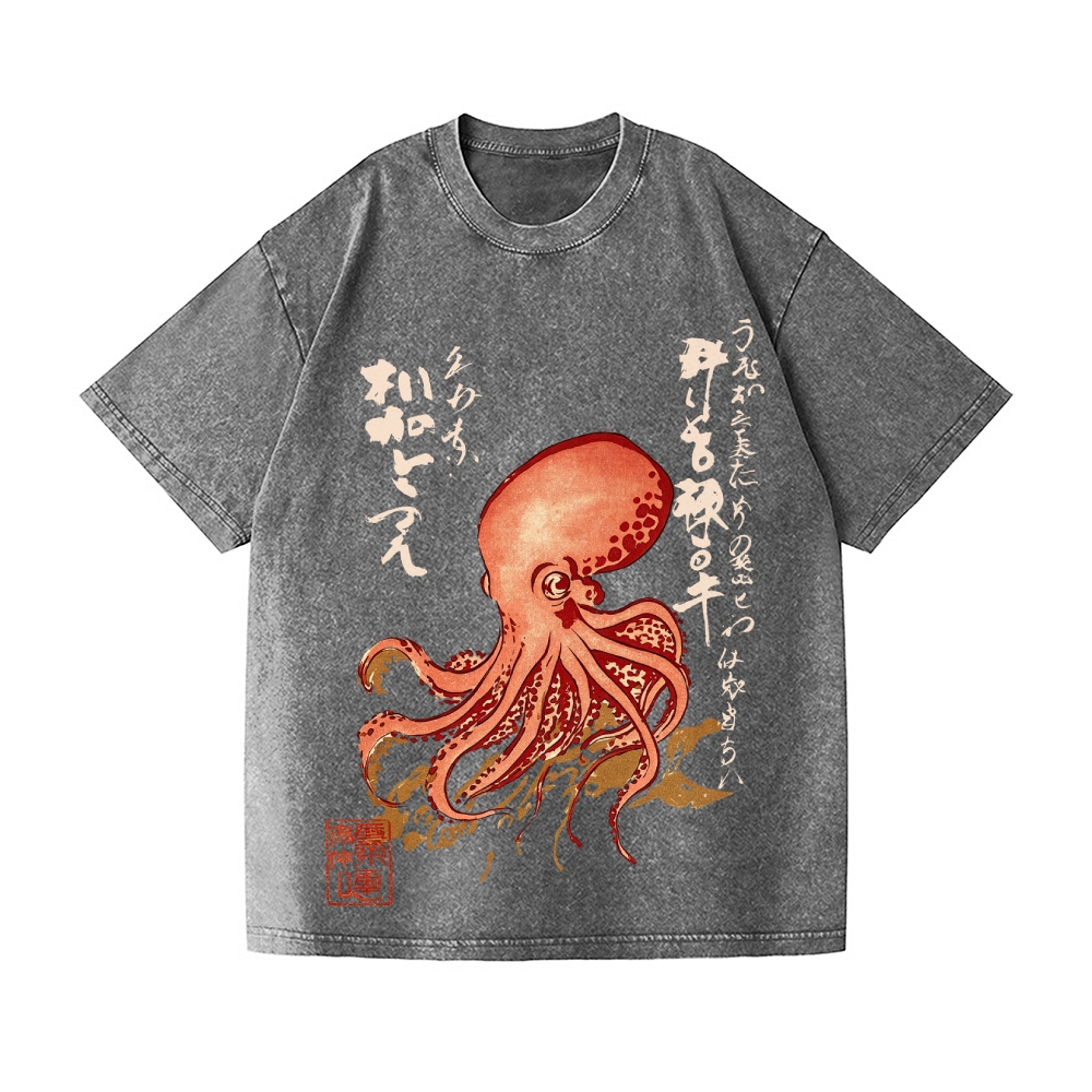 Octopus Vintage Wash Japanese Design T-Shirt