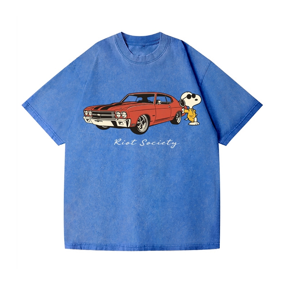 Retro Car Peanuts Vintage Wash Japanese Design T-Shirt