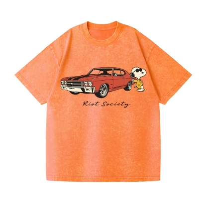 Retro Car Peanuts Vintage Wash Japanese Design T-Shirt