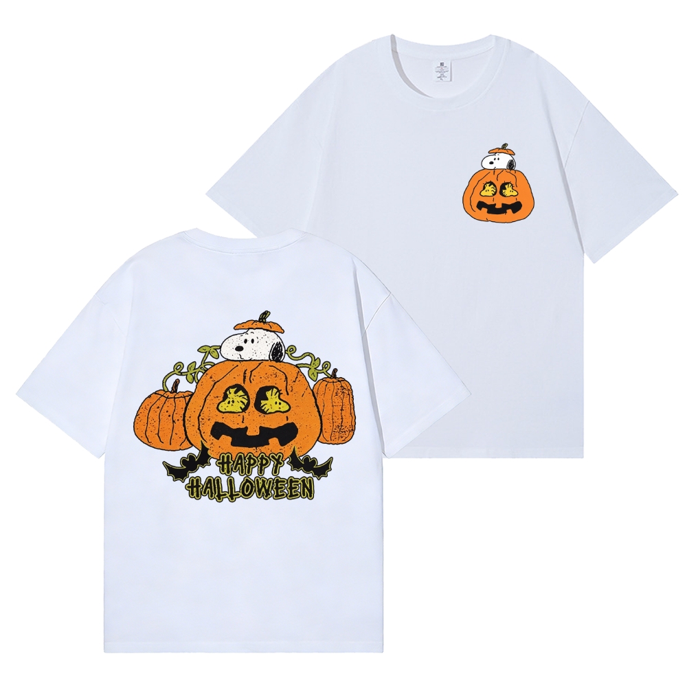 Halloween Pumpkin Peanuts Back Art Cotton Tee