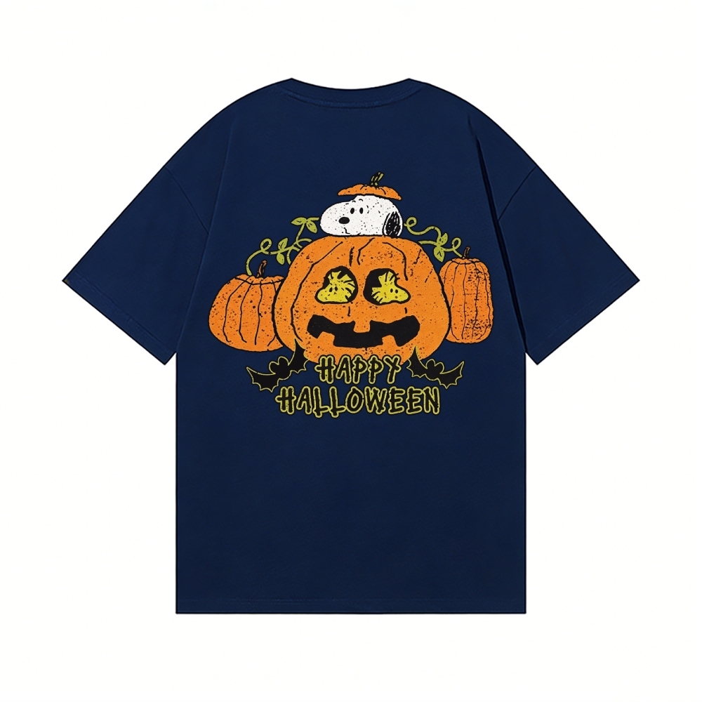 Halloween Pumpkin Peanuts Back Art Cotton Tee