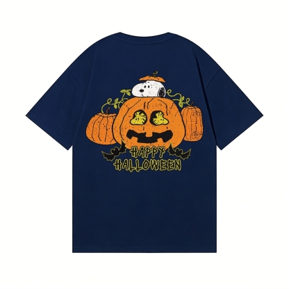 Halloween Pumpkin Peanuts Back Art Cotton Tee