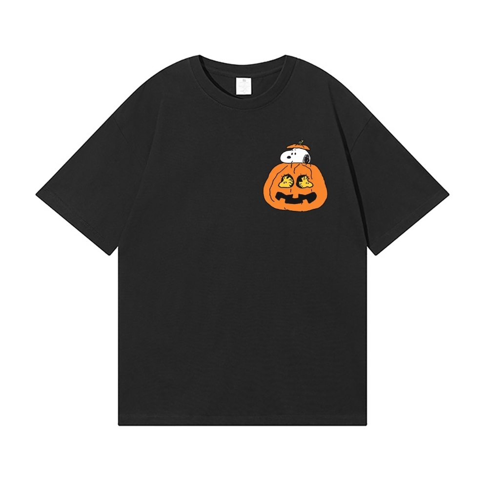 Halloween Pumpkin Peanuts Back Art Cotton Tee