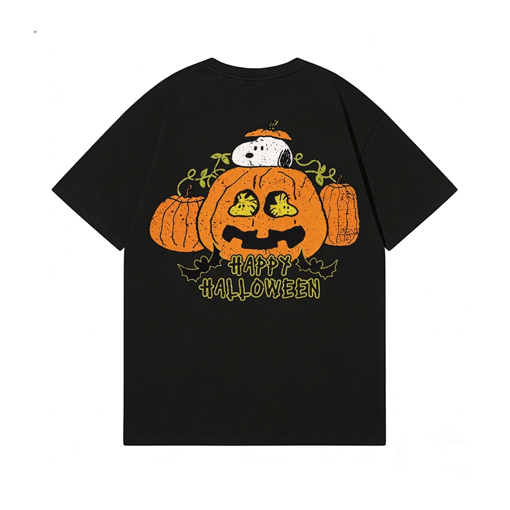 Halloween Pumpkin Peanuts Back Art Cotton Tee
