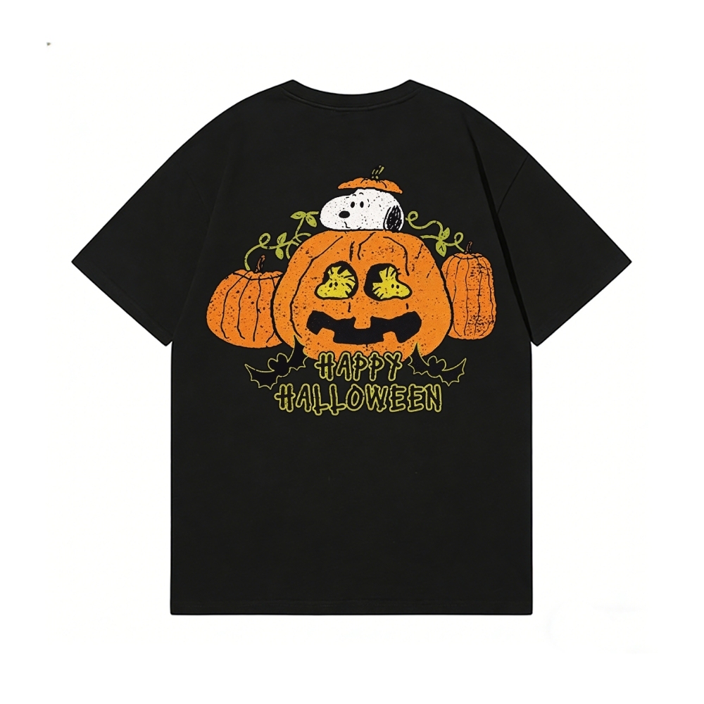 Halloween Pumpkin Peanuts Back Art Cotton Tee