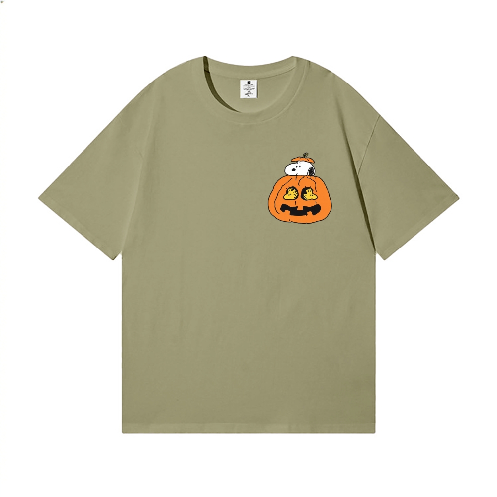 Halloween Pumpkin Peanuts Back Art Cotton Tee
