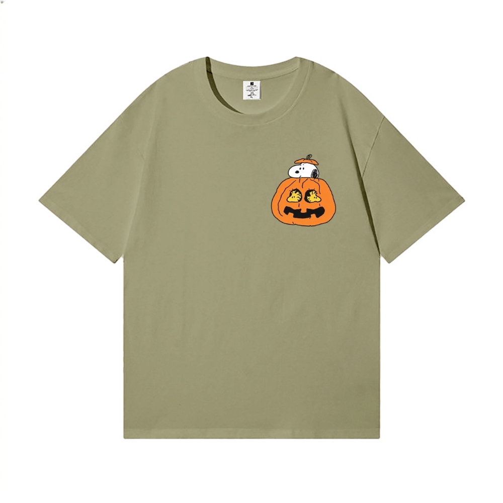Halloween Pumpkin Peanuts Back Art Cotton Tee