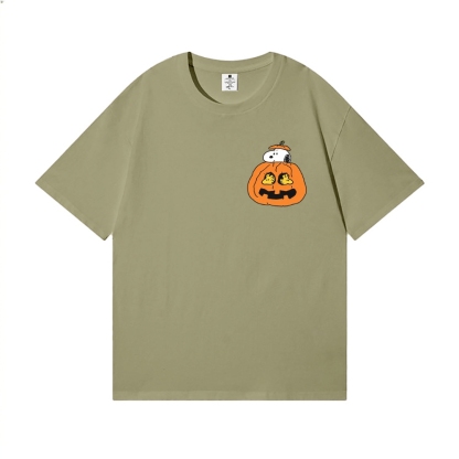 Halloween Pumpkin Peanuts Back Art Cotton Tee