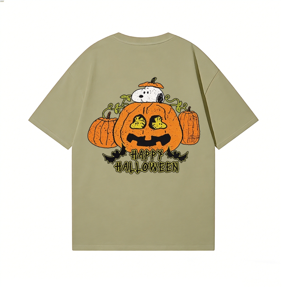 Halloween Pumpkin Peanuts Back Art Cotton Tee