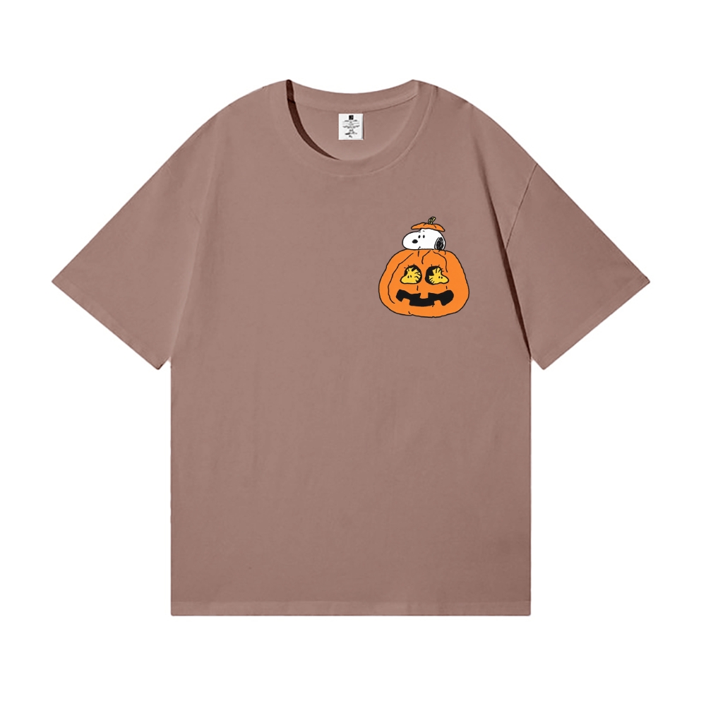 Halloween Pumpkin Peanuts Back Art Cotton Tee