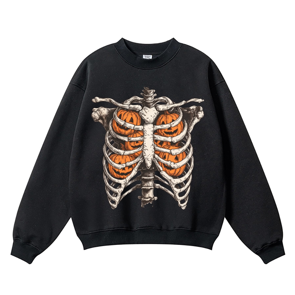Halloween Pumpkin SkullVintage Cotton Blend Sweatshirt