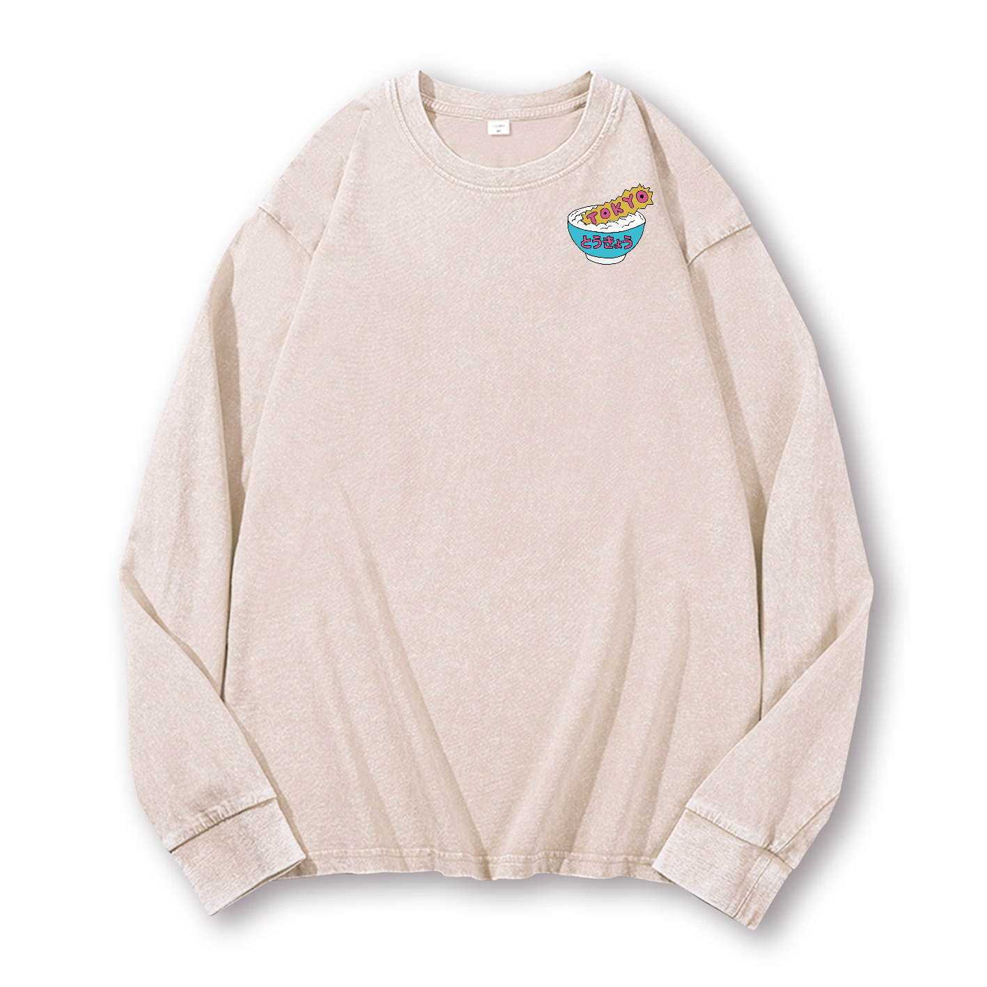 Godzilla The Monster Rice of Tokyo Vintage Washed Cotton Back Art Long-sleeve T-shirt