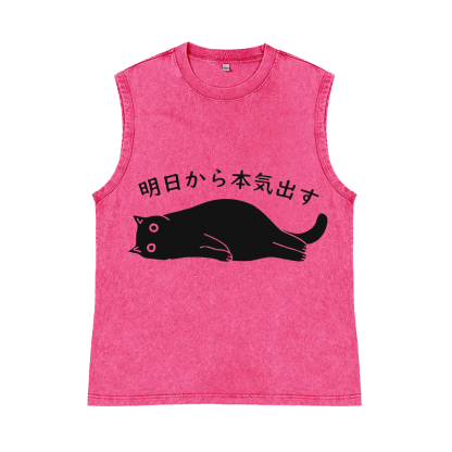 Get Serious from Tomorrow Onwards Pure Cotton Wash-Dyed Sleeveless Tank Top