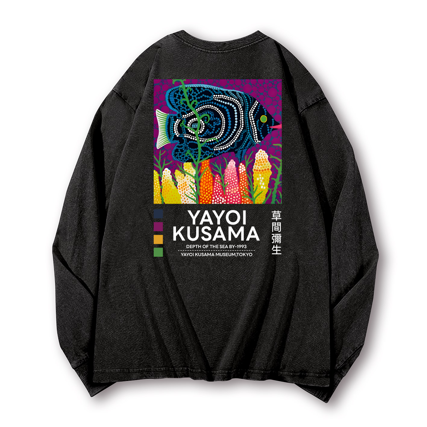 Yayoi Kusama Vintage Washed Cotton Back Art Long-sleeve T-shirt