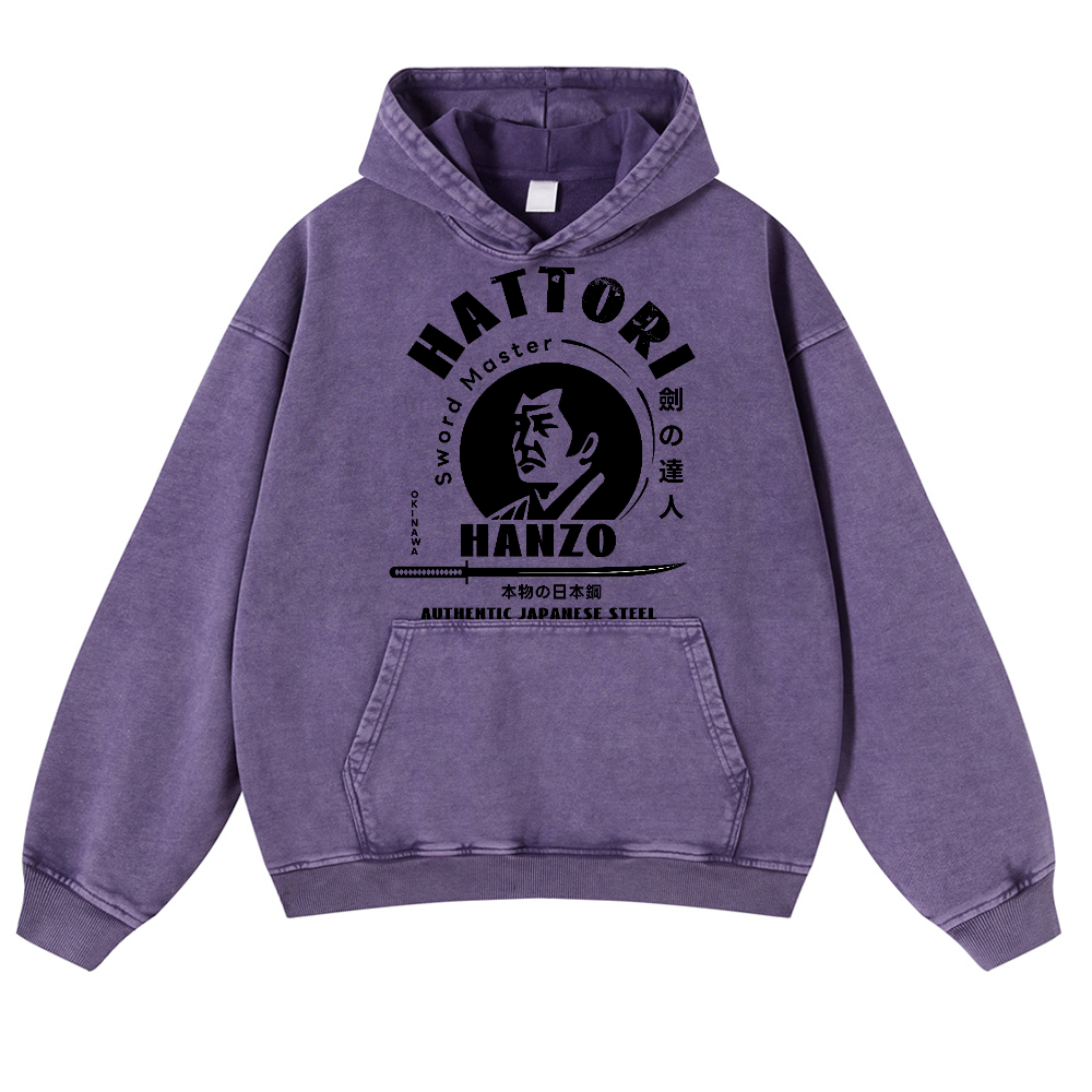 Okinawa Hattori Hanzo Vintage Washed Thick Cotton Hoodie