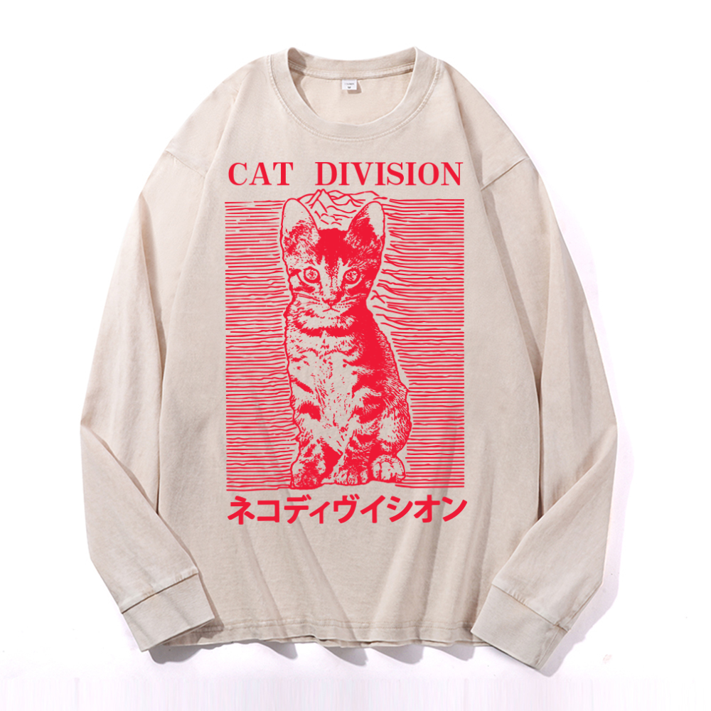 Cat Division Vintage Cotton Wash Crewneck Sweatshirt