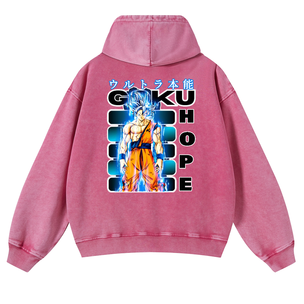Son Goku Vintage Washed Cotton Back Art Hoodie