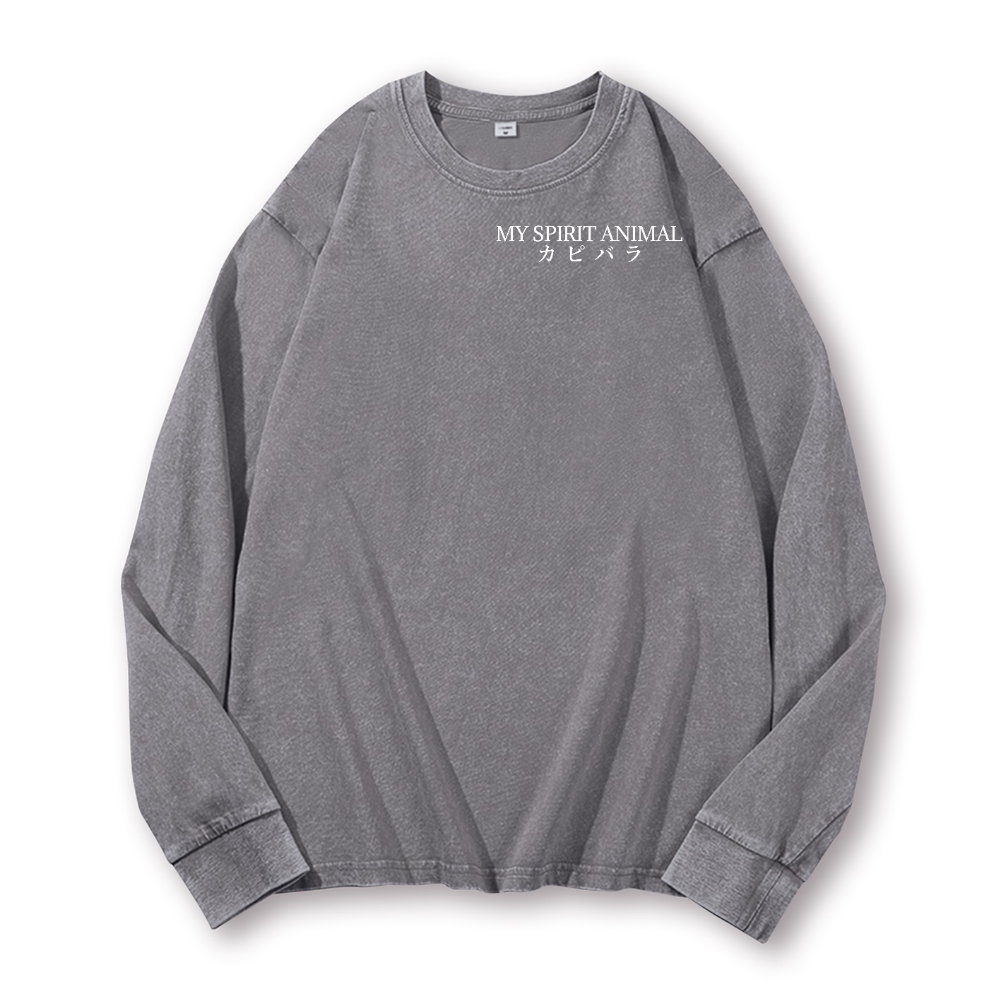 Capybara Vintage Washed Cotton Back Art Long-sleeve T-shirt