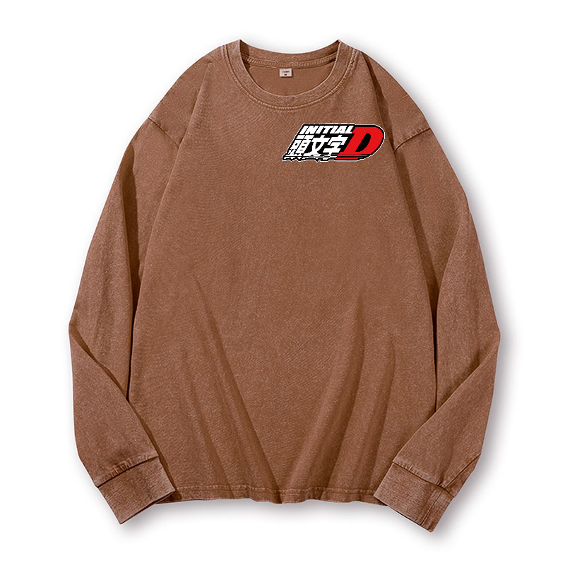 Initial D Vintage Washed Cotton Back Art Long-sleeve T-shirt