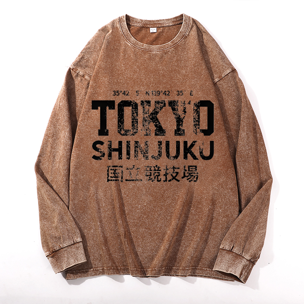 Tokyo Shinjuku Vintage Cotton Wash Crewneck Sweatshirt