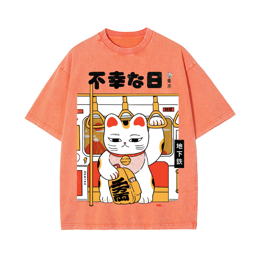 Unlucky Day Vintage Wash Japanese Design T-Shirt