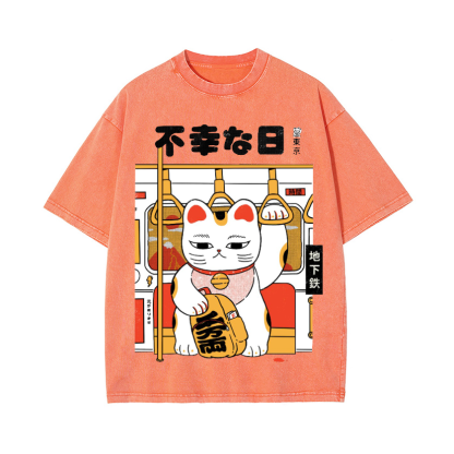Unlucky Day Vintage Wash Japanese Design T-Shirt