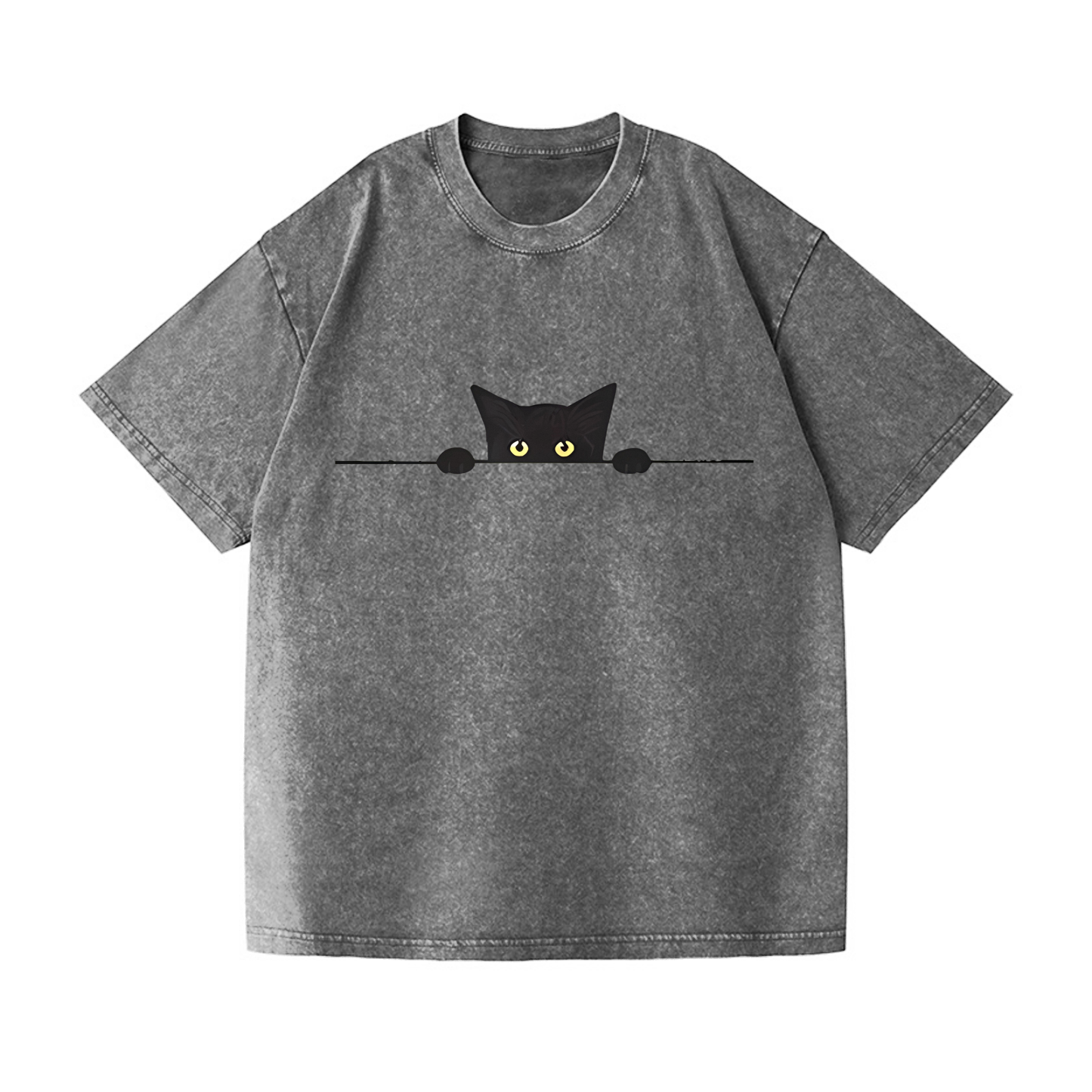 Black Cat Vintage Wash Japanese Design T-Shirt