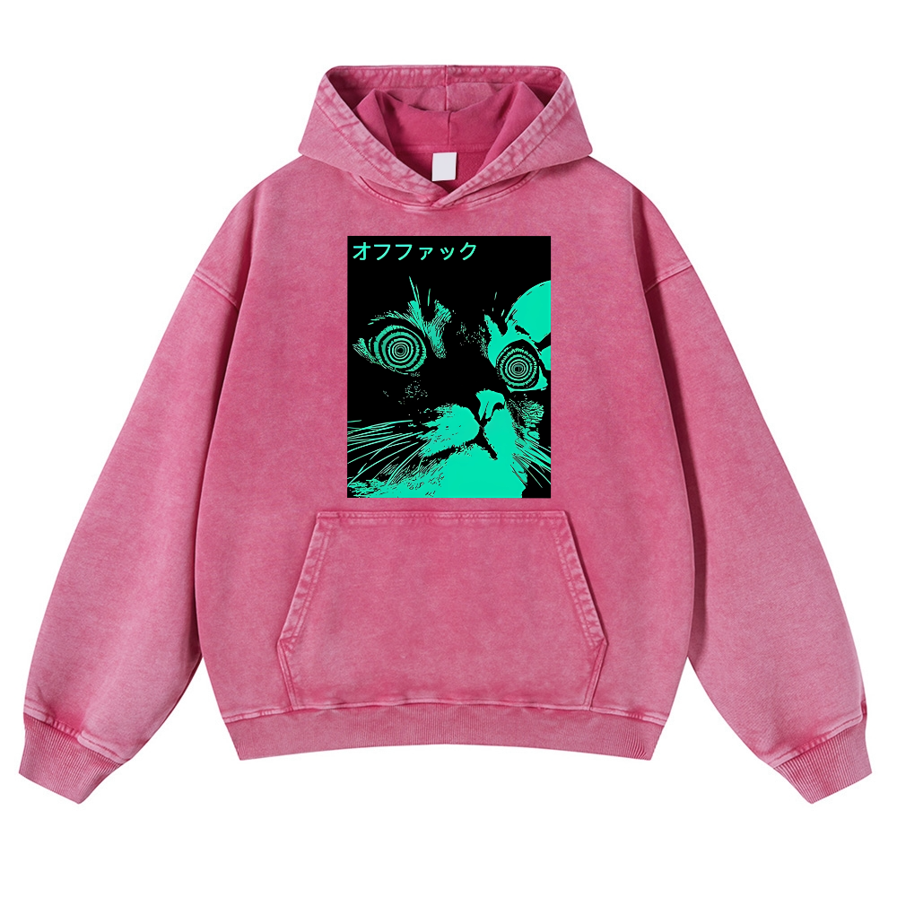Enigmatic Cat Eyes Vintage Washed Thick Cotton Hoodie