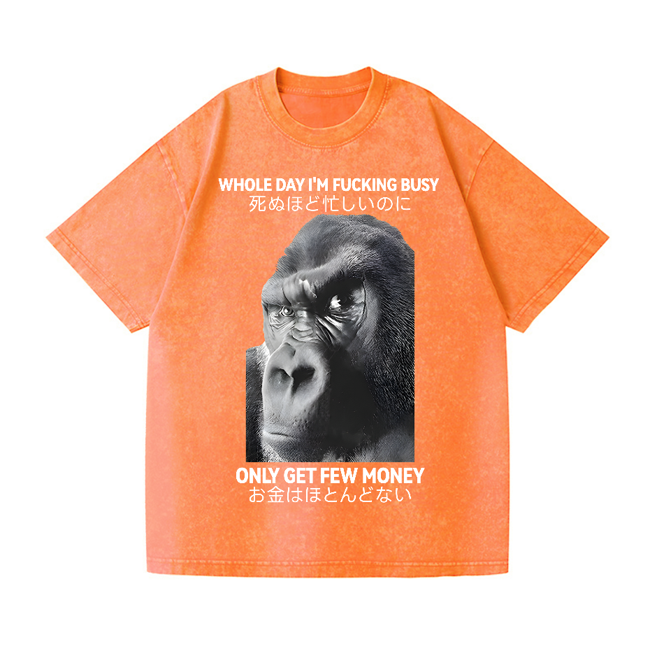 Gorilla Only Get Few Money Vintage Wash Japanese Design T-Shirt