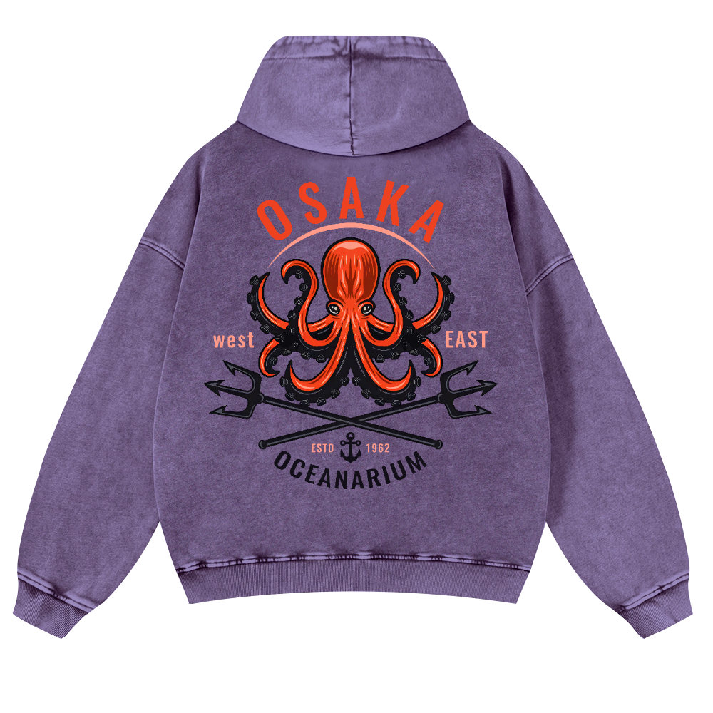 Osaka Octopus Vintage Washed Cotton Back Art Hoodie