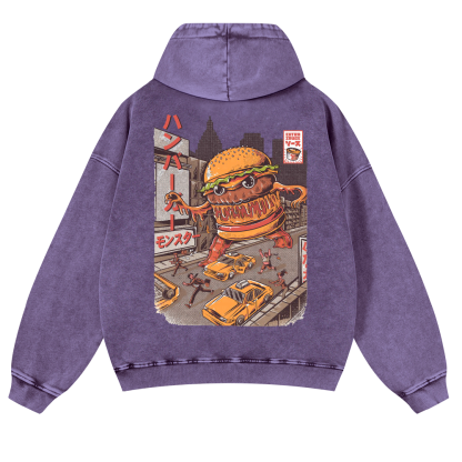 Hamburger Vintage Washed Cotton Back Art Hoodie