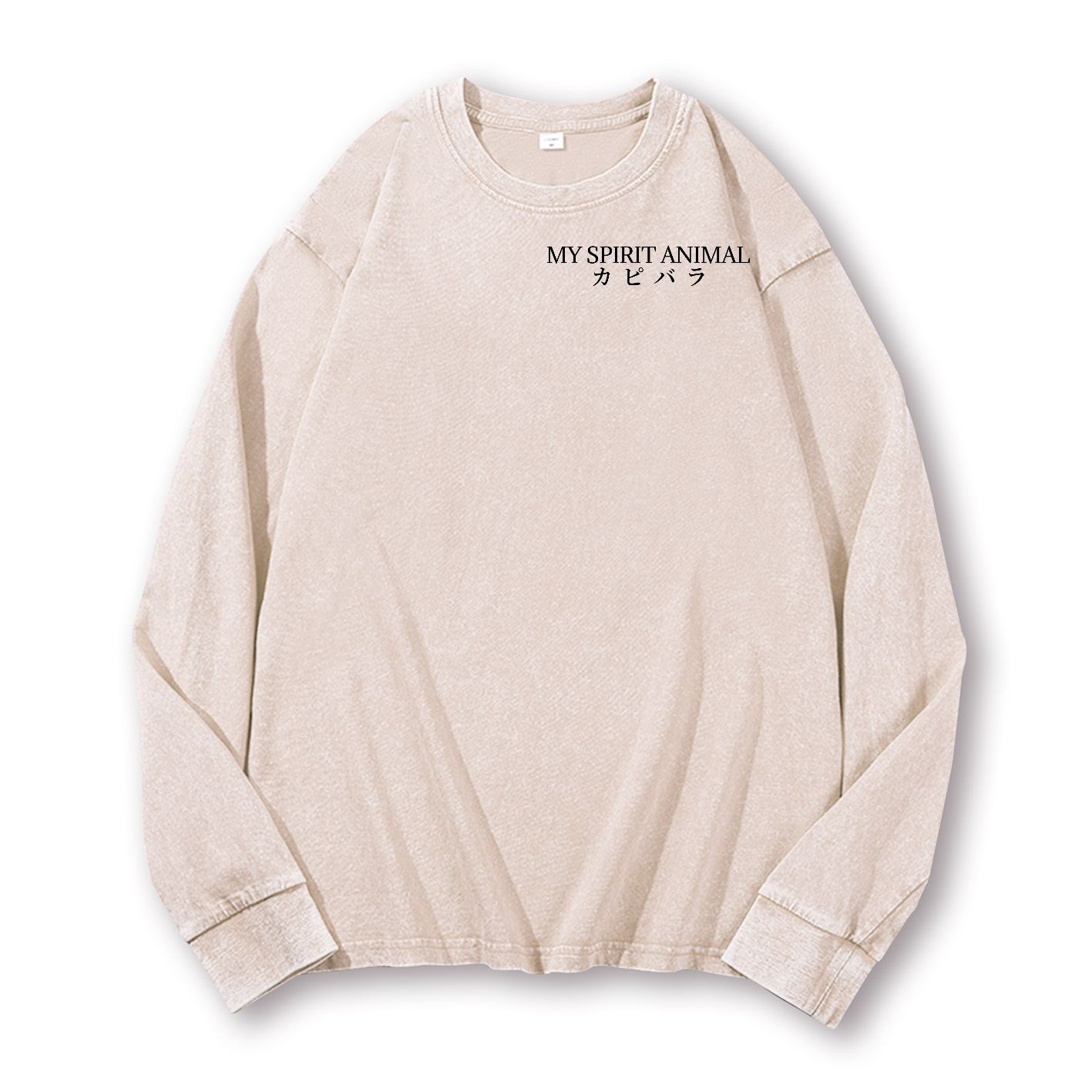 Capybara Vintage Washed Cotton Back Art Long-sleeve T-shirt