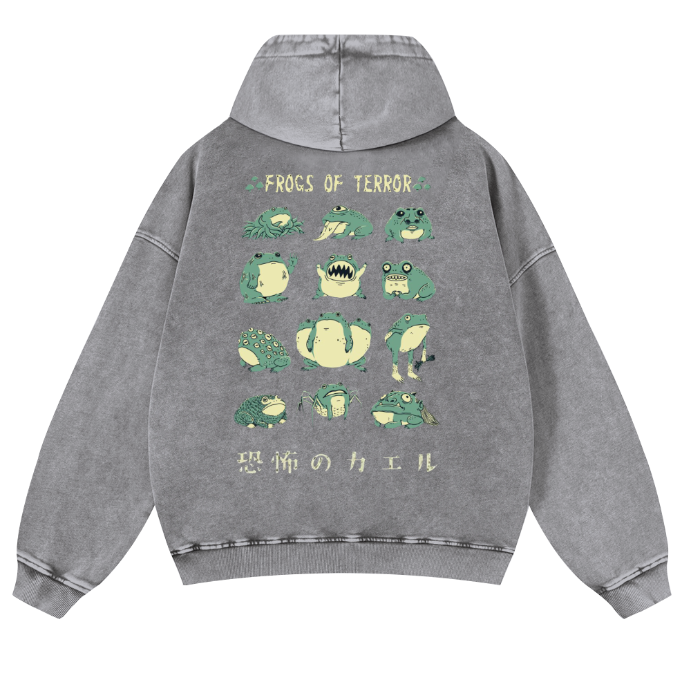 Frog Vintage Washed Cotton Back Art Hoodie