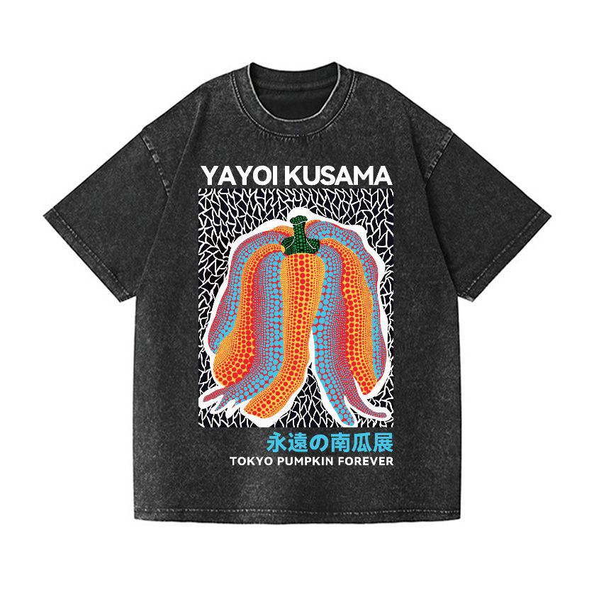ミルク T.yayoi Yayoi Kusama Pumpkin Vintage Wash Japanese Design T-Shirt
