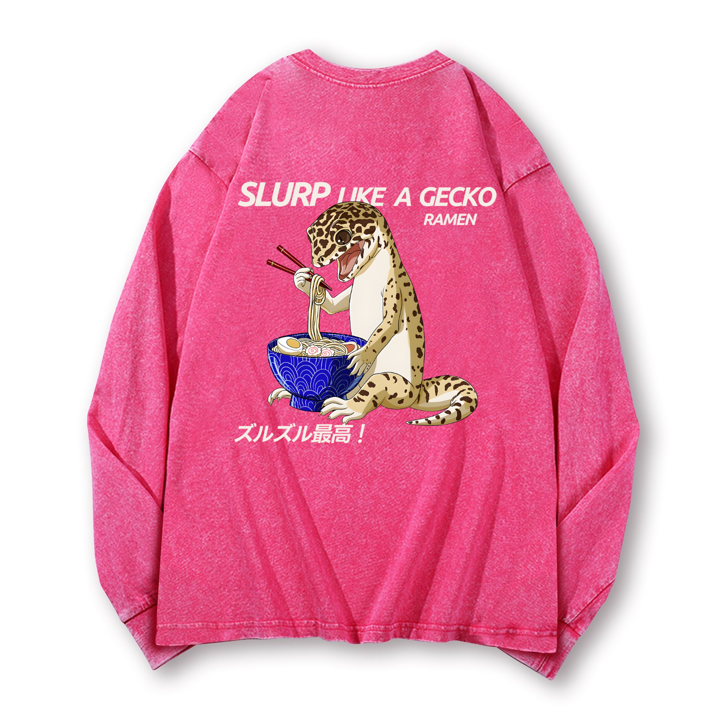 Gecko Vintage Washed Cotton Back Art Long-sleeve T-shirt